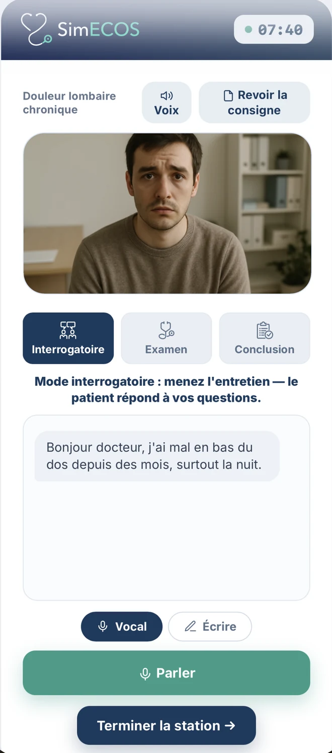 Une station SimECOS affichée sur un téléphone