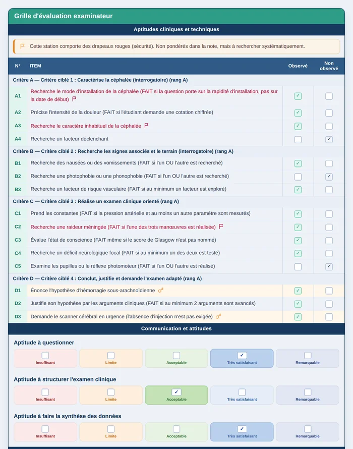 La grille d'évaluation SimECOS affichée sur une tablette